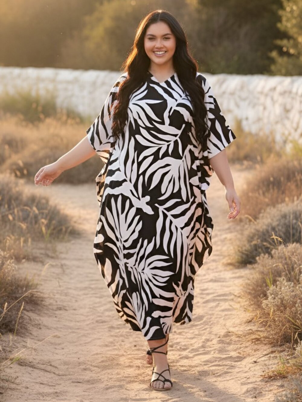 Gypsie Blu Women Plus Size Summer Wear Caftan Dress Beach Cover Up Maxi Dresses